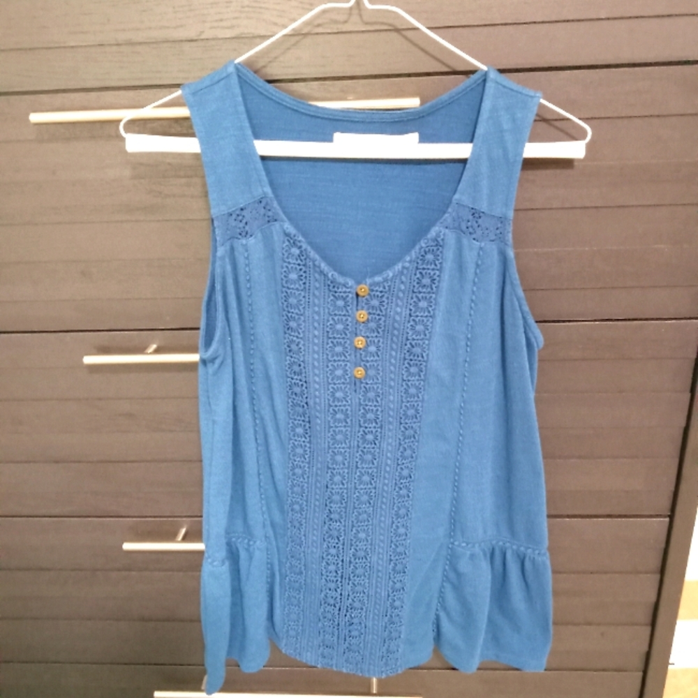 Faded Glory Blue Smocked Sleeveless Tank Top